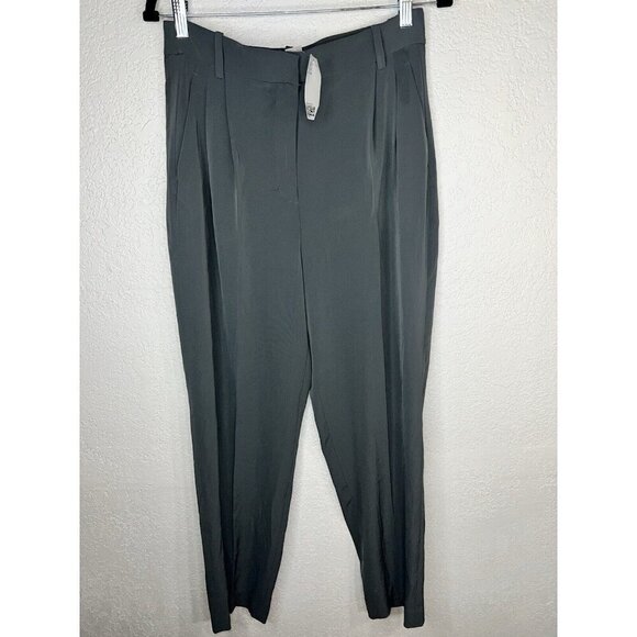 H&M Dress Pants Size 8 Gray Tapered High Rise Pleated Front Pockets New B1 NWTS - Picture 2 of 13